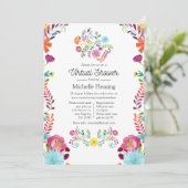Invitation Baby shower virtuel Floral mexicain Fiesta (Debout devant)