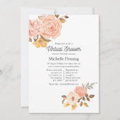 Invitation Baby shower virtuel floral rose et or (Devant)