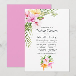 Invitation Baby Shower Virtuel Floral Tropical d'Été