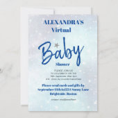 Invitation Baby shower Virtuel Garçon Bleu Étoile Moderne Est (Dos)