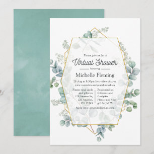 Invitation Baby shower virtuel géométrique Eucalyptus tendanc