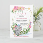 Invitation Baby shower virtuel géométrique Floral Eléphant (Debout devant)