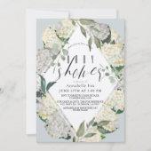 Invitation Baby shower virtuel Hydrangea Blue Rhonbus (Devant)