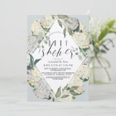 Invitation Baby shower virtuel Hydrangea Blue Rhonbus (Debout devant)
