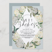 Invitation Baby shower virtuel Hydrangea Blue Rhonbus (Devant / Derrière)