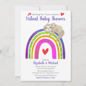 Invitation Baby shower virtuel jote Sloth Boho Rainbow Modern (Devant)