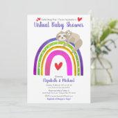 Invitation Baby shower virtuel jote Sloth Boho Rainbow Modern (Debout devant)