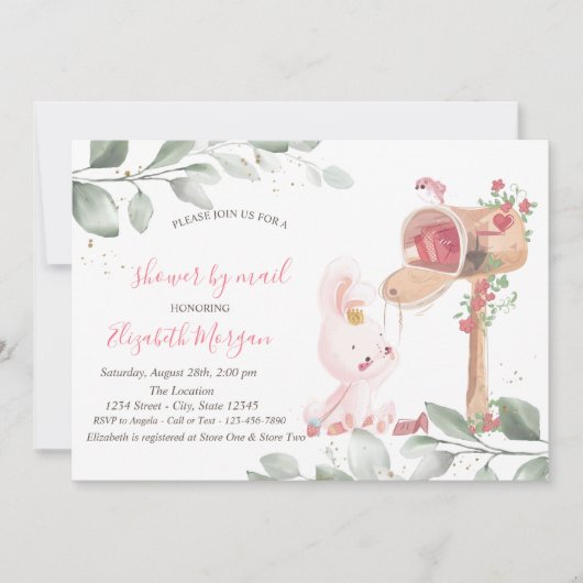 Invitation Baby shower virtuel lapin bébé (Devant)