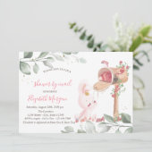 Invitation Baby shower virtuel lapin bébé (Debout devant)