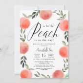 Invitation Baby shower virtuel Little Peach Watercolor (Devant)