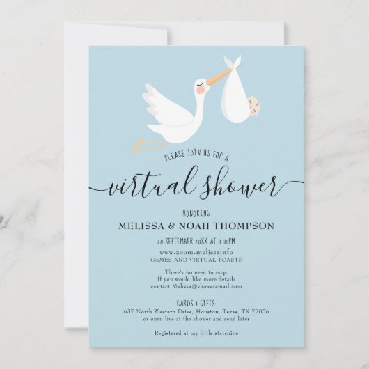 Invitation Baby shower virtuel longue distance en ligne (Devant)