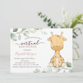 Invitation Baby shower virtuel Masque Giraffe bébé (Debout devant)