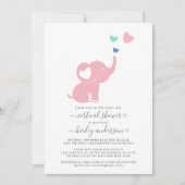 Invitation Baby shower virtuel minimal Eléphant rose fille ro (Devant)