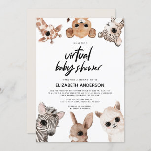 Invitation Baby shower virtuel moderne des animaux de forêt