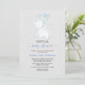 Invitation Baby shower virtuel moderne Elephant par courrier (Debout devant)