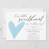 Invitation Baby shower virtuel Moderne Valentines bleu blanc (Devant)