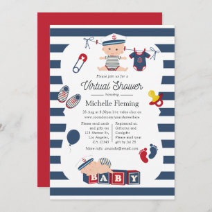 Invitation Baby shower virtuel Nautical Boy