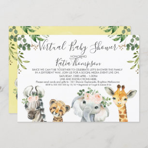 Invitation Baby shower virtuel Neutre Safari Animals 