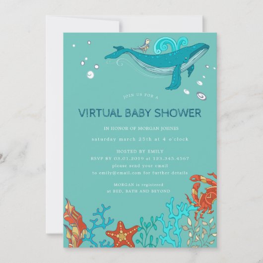 Invitation Baby shower virtuel Ocean Party (Devant)