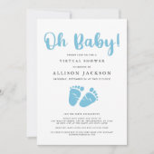 Invitation Baby shower virtuel Oh Baby Boy | Pieds de bébé si (Devant)