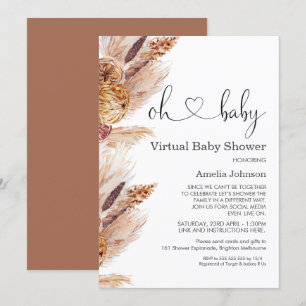 Invitation Baby shower virtuel Pampas Grass Boho