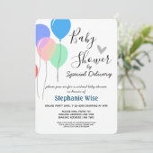 Invitation Baby shower virtuel par ballons de messagerie (Debout devant)