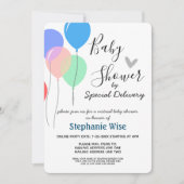 Invitation Baby shower virtuel par ballons de messagerie (Devant)