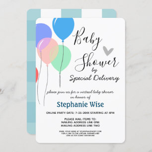 Invitation Baby shower virtuel par ballons de messagerie