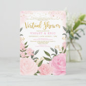 Invitation Baby shower virtuel par Roses d'or rose pâle (Debout devant)