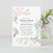 Invitation Baby shower virtuel Pastel Blush Greenery (Debout devant)