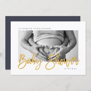 Invitation Baby shower virtuel photo personnalisé moderne