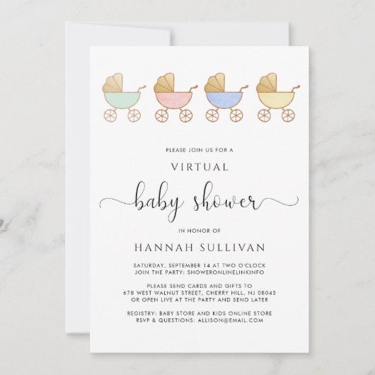 Invitation Baby shower virtuel Retro Carrières (Devant)