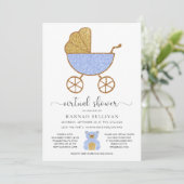 Invitation Baby shower virtuel Retro Parties scintillant de t (Debout devant)
