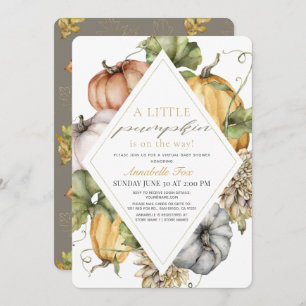 Invitation Baby shower virtuel Rhombus Citrouilles d'aquarell