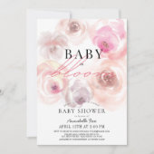 Invitation Baby shower virtuel Rose d'aquarelle bébé en fleur (Devant)