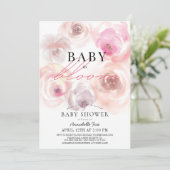 Invitation Baby shower virtuel Rose d'aquarelle bébé en fleur (Debout devant)