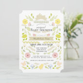 Invitation Baby shower Virtuel Rose de Lapin Floral (Debout devant)