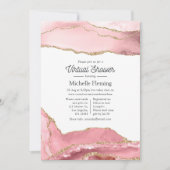 Invitation Baby Shower Virtuel Rose et Agate Dorée (Devant)