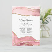 Invitation Baby Shower Virtuel Rose et Agate Dorée (Debout devant)