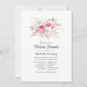 Invitation Baby shower virtuel rose et Rose Gold Floral (Devant)