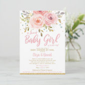 Invitation Baby shower virtuel rose flou floral par Mail Girl (Debout devant)