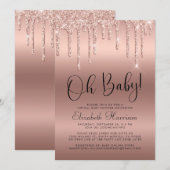 Invitation Baby shower virtuel Rose Gold Parties scintillant (Devant / Derrière)