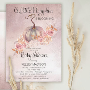 Invitation Baby shower virtuel rose petit Citrouille en fleur