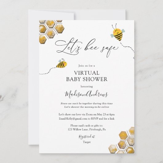 Invitation Baby shower virtuel sans risque (Devant)