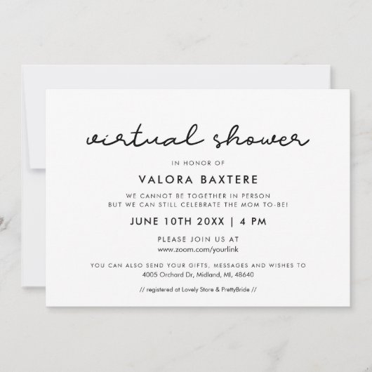 Invitation Baby shower virtuel simple (Devant)