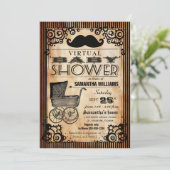 Invitation Baby shower virtuel Steampunk Vintage Look Boy (Debout devant)