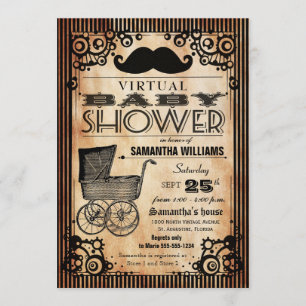 Invitation Baby shower virtuel Steampunk Vintage Look Boy