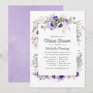 Invitation Baby-shower virtuel sur le thème de la violette po