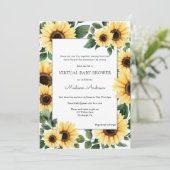 Invitation Baby shower virtuel tournesol (Debout devant)