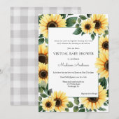Invitation Baby shower virtuel tournesol (Devant / Derrière)